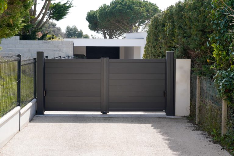 black-dark-home-door-aluminum-gate-slats-portal-garden-suburb-house-min